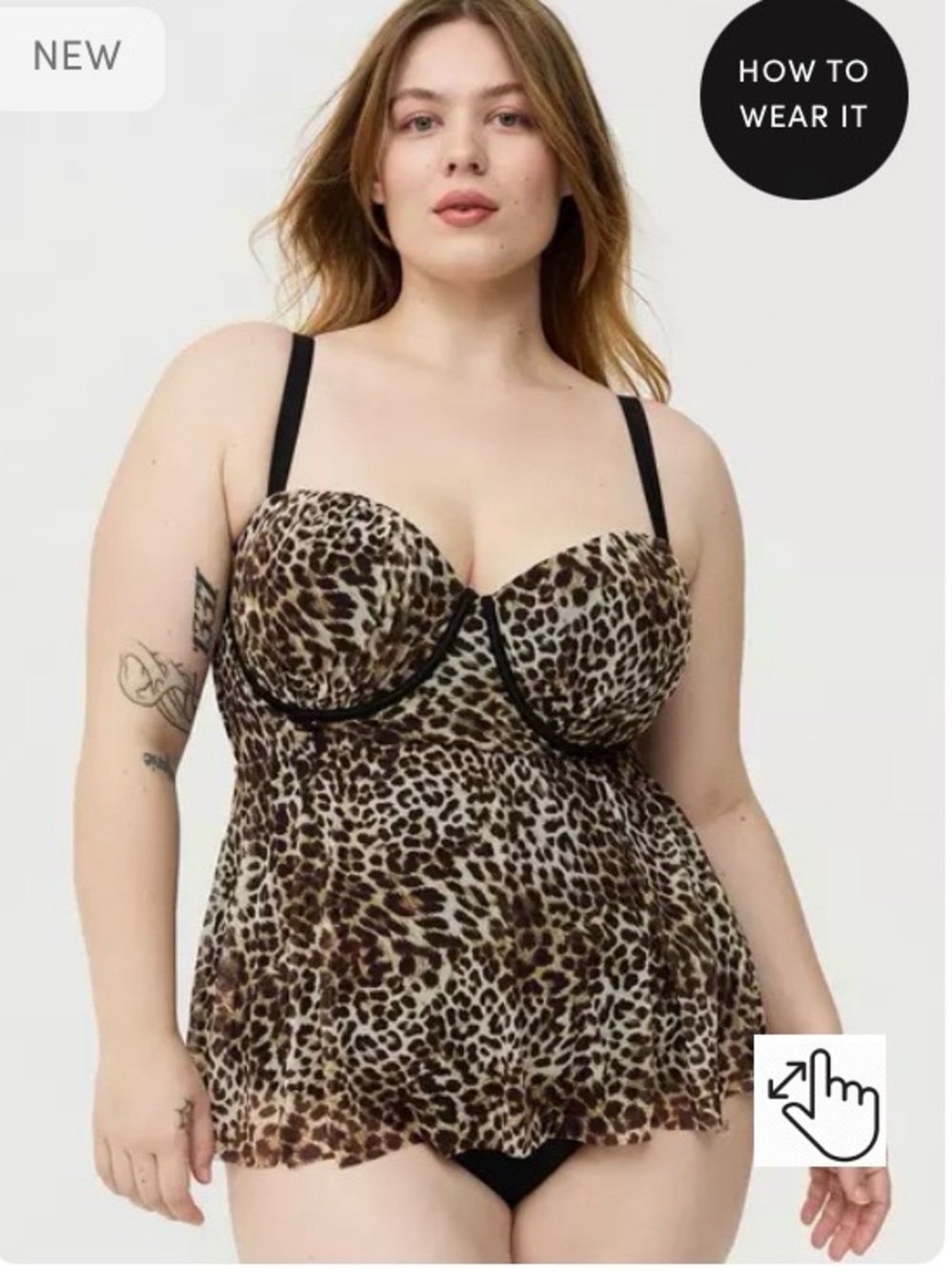 NWT Torrid Leopard Print Wired One-Piece Swimdress Size 3X D/DD